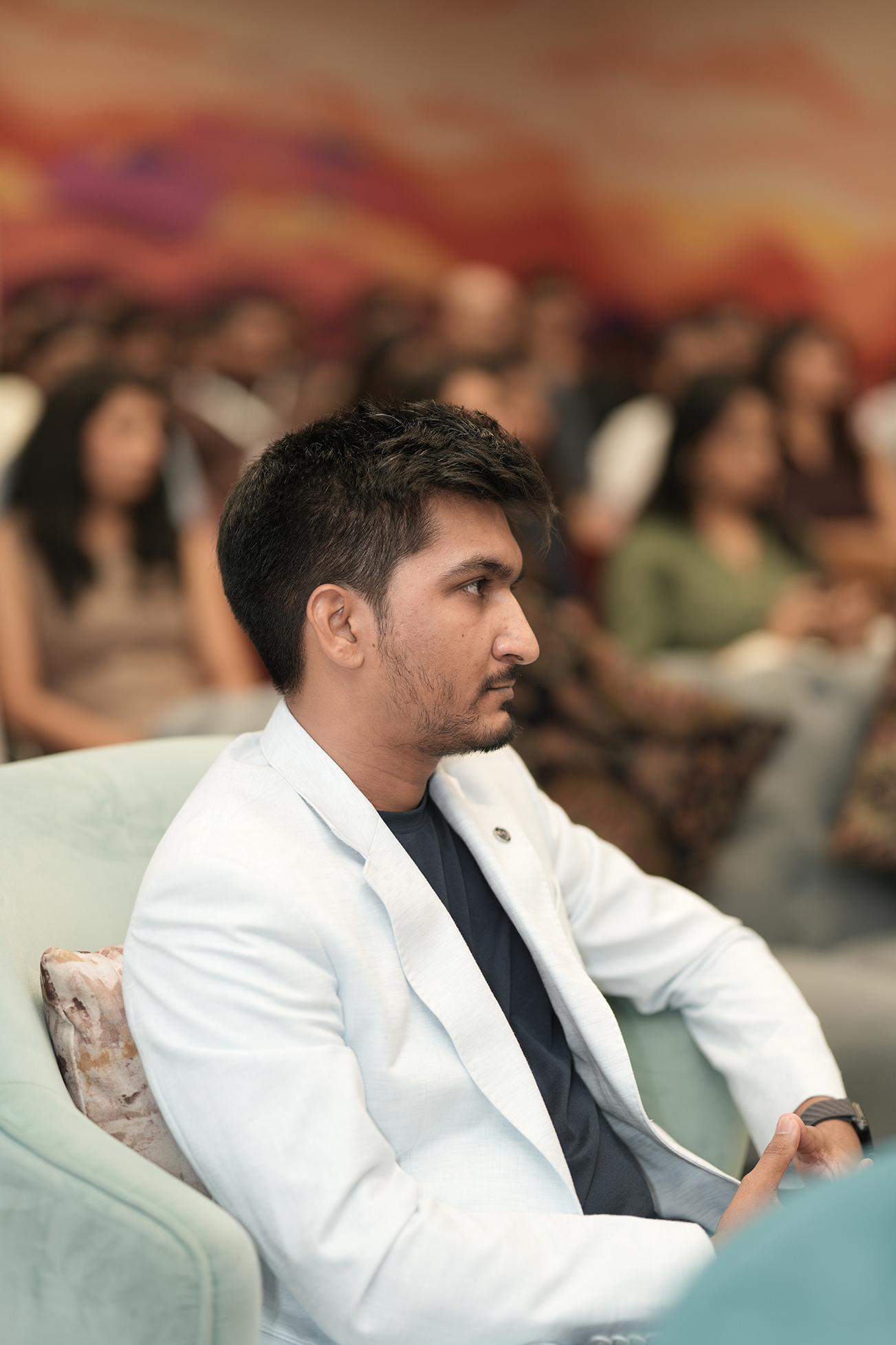 Attendee listening intently